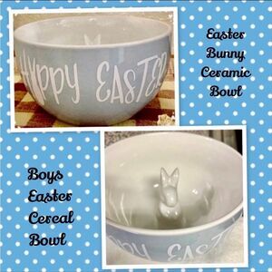 Easter Bunny Ceramic Bowl, Boys Easter Bowl, Easter Cereal Bowl
